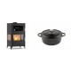Set Kaminofen, Holzofen mit Backfach Velmora Fire ATS 90-30 3SIDE, 15.18kW + Gusseisen Topf Tiefer Solagio, Black Onyx, Ф20 | Holzofen | Kaminofen |
