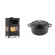Set Kaminofen, Holzofen mit Backfach Velmora Fire ATS 90-30 3SIDE, 15.18kW + Gusseisen Topf Tiefer Solagio, Black Onyx, Ф24 | Holzofen | Kaminofen |
