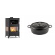 Set Kaminofen, Holzofen mit Backfach Velmora Fire ATS 90-30 3SIDE, 15.18kW + Gusseisen Topf Flach Solagio, Black Onyx, Ф26 | Holzofen | Kaminofen |
