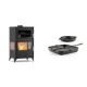 Set Kaminofen, Holzofen mit Backfach Velmora Fire ATS 90-30 3SIDE, 15.18kW + Gusseisen Topf Set aus 2 teilen Solagio, Black Onyx | Holzofen | Kaminofen |