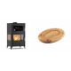 Set Kaminofen, Holzofen mit Backfach Velmora Fire ATS 90-30 3SIDE, 15.18kW + Holz untersetzer für ovale platte Solagio HSOISK2533, 25x33cm | Holzofen | Kaminofen |