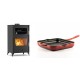 Set Kaminofen, Holzofen mit Backfach Velmora Fire ATS 90-30 ΜΑSΙΝΑ, 15.18kW + Emaillierte grillpfanne Gusseisen Solagio, Rubin, 28x28cm | Holzofen | Kaminofen |
