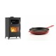 Set Kaminofen, Holzofen mit Backfach Velmora Fire ATS 90-30 ΜΑSΙΝΑ, 15.18kW + Emaillierte grillpfanne Gusseisen Solagio, Rubin, Ф24cm | Holzofen | Kaminofen |