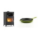 Set Kaminofen, Holzofen mit Backfach Velmora Fire ATS 90-30 ΜΑSΙΝΑ, 15.18kW + Emaillierte grillpfanne Gusseisen Solagio, Bamboo, Ф24cm | Holzofen | Kaminofen |