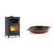Set Kaminofen, Holzofen mit Backfach Velmora Fire ATS 90-30 ΜΑSΙΝΑ, 15.18kW + Emaillierte gusseisenpfanne mit zwei Griffen Solagio, Rubin, Ф19cm | Holzofen | Kaminofen |