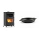 Set Kaminofen, Holzofen mit Backfach Velmora Fire ATS 90-30 ΜΑSΙΝΑ, 15.18kW + Emaillierte gusseisenpfanne mit zwei Griffen Solagio, Black Onyx, Ф19cm | Holzofen | Kaminofen |
