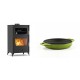 Set Kaminofen, Holzofen mit Backfach Velmora Fire ATS 90-30 ΜΑSΙΝΑ, 15.18kW + Emaillierte gusseisenpfanne mit zwei Griffen Solagio, Bamboo, Ф19cm | Holzofen | Kaminofen |