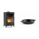 Set Kaminofen, Holzofen mit Backfach Velmora Fire ATS 90-30 ΜΑSΙΝΑ, 15.18kW + Emaillierte gusseisenpfanne mit zwei Griffen Solagio, Black Onyx, Ф16cm | Holzofen | Kaminofen |