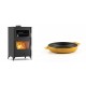 Set Kaminofen, Holzofen mit Backfach Velmora Fire ATS 90-30 ΜΑSΙΝΑ, 15.18kW + Emaillierte gusseisenpfanne mit zwei Griffen Solagio, Dijon, Ф16cm | Holzofen | Kaminofen |