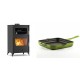 Set Kaminofen, Holzofen mit Backfach Velmora Fire ATS 90-30 ΜΑSΙΝΑ, 15.18kW + Emaillierte Gusseisenpfanne Solagio, Bamboo, 28x28cm | Holzofen | Kaminofen |