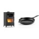 Set Kaminofen, Holzofen mit Backfach Velmora Fire ATS 90-30 ΜΑSΙΝΑ, 15.18kW + Emaillierte Gusseisenpfanne Solagio, Black Onyx, Ф28cm | Holzofen | Kaminofen |