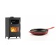 Set Kaminofen, Holzofen mit Backfach Velmora Fire ATS 90-30 ΜΑSΙΝΑ, 15.18kW + Emaillierte Gusseisenpfanne Solagio, Rubin, Ф24cm | Holzofen | Kaminofen |