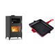 Set Kaminofen, Holzofen mit Backfach Velmora Fire ATS 90-30 ΜΑSΙΝΑ, 15.18kW + Emaillierte grillpfanne Gusseisen Solagio, Rubin, 26x32cm | Holzofen | Kaminofen |