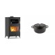 Set Kaminofen, Holzofen mit Backfach Velmora Fire ATS 90-30 ΜΑSΙΝΑ, 15.18kW + Gusseisen Topf Tiefer Solagio, Black Onyx, Ф12 | Holzofen | Kaminofen |