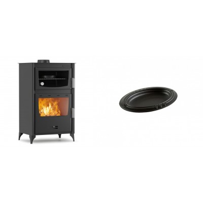 Set Kaminofen, Holzofen mit Backfach Velmora Fire ATS 90-30 ΜΑSΙΝΑ, 15.18kW + Gusseiserne auflaufform Solagio oval, 17x28cm - Kaminofen - Holzofen mit Backfach