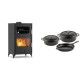 Set Kaminofen, Holzofen mit Backfach Velmora Fire ATS 90-30 ΜΑSΙΝΑ, 15.18kW + Gusseisen Topf Set aus 3 teilen Solagio, Black Onyx | Holzofen | Kaminofen |