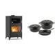 Set Kaminofen, Holzofen mit Backfach Velmora Fire ATS 90-30 ΜΑSΙΝΑ, 15.18kW + Gusseisen Topf Set aus 3 teilen Solagio, Black Onyx | Holzofen | Kaminofen |