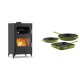 Set Kaminofen, Holzofen mit Backfach Velmora Fire ATS 90-30 ΜΑSΙΝΑ, 15.18kW + Gusseisen Topf Set aus 3 teilen Solagio, Bamboo | Holzofen | Kaminofen |