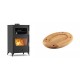 Set Kaminofen, Holzofen mit Backfach Velmora Fire ATS 90-30 ΜΑSΙΝΑ, 15.18kW + Holz untersetzer für ovale platte Solagio HSOISK2533, 25x33cm | Holzofen | Kaminofen |