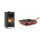 Set Kaminofen, Holzofen mit Backfach Velmora Fire ATS 90-30 ΜΑSΙΝΑ AERO, mit gebläse, 18.23kW + Emaillierte grillpfanne Gusseisen Solagio, Rubin, 28x28cm | Holzofen | Kaminofen |