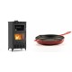 Set Kaminofen, Holzofen mit Backfach Velmora Fire ATS 90-30 ΜΑSΙΝΑ AERO, mit gebläse, 18.23kW + Emaillierte grillpfanne Gusseisen Solagio, Rubin, Ф28cm | Holzofen | Kaminofen |