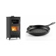 Set Kaminofen, Holzofen mit Backfach Velmora Fire ATS 90-30 ΜΑSΙΝΑ AERO, mit gebläse, 18.23kW + Emaillierte grillpfanne Gusseisen Solagio, Black Onyx, Ф28cm | Holzofen | Kaminofen |