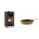 Set Kaminofen, Holzofen mit Backfach Velmora Fire ATS 90-30 ΜΑSΙΝΑ AERO, mit gebläse, 18.23kW + Emaillierte grillpfanne Gusseisen Solagio, Dijon, Ф24cm | Holzofen | Kaminofen |