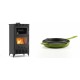 Set Kaminofen, Holzofen mit Backfach Velmora Fire ATS 90-30 ΜΑSΙΝΑ AERO, mit gebläse, 18.23kW + Emaillierte grillpfanne Gusseisen Solagio, Bamboo, Ф24cm | Holzofen | Kaminofen |