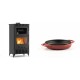 Set Kaminofen, Holzofen mit Backfach Velmora Fire ATS 90-30 ΜΑSΙΝΑ AERO, mit gebläse, 18.23kW + Emaillierte gusseisenpfanne mit zwei Griffen Solagio, Rubin, Ф16cm | Holzofen | Kaminofen |