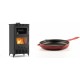 Set Kaminofen, Holzofen mit Backfach Velmora Fire ATS 90-30 ΜΑSΙΝΑ AERO, mit gebläse, 18.23kW + Emaillierte Gusseisenpfanne Solagio, Rubin, Ф28cm | Holzofen | Kaminofen |