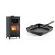 Set Kaminofen, Holzofen mit Backfach Velmora Fire ATS 90-30 ΜΑSΙΝΑ AERO, mit gebläse, 18.23kW + Emaillierte Gusseisenpfanne Solagio, Black Onyx, 28x28cm | Holzofen | Kaminofen |