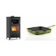 Set Kaminofen, Holzofen mit Backfach Velmora Fire ATS 90-30 ΜΑSΙΝΑ AERO, mit gebläse, 18.23kW + Emaillierte Gusseisenpfanne Solagio, Bamboo, 28x28cm | Holzofen | Kaminofen |
