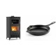 Set Kaminofen, Holzofen mit Backfach Velmora Fire ATS 90-30 ΜΑSΙΝΑ AERO, mit gebläse, 18.23kW + Emaillierte Gusseisenpfanne Solagio, Black Onyx, Ф28cm | Holzofen | Kaminofen |