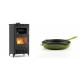Set Kaminofen, Holzofen mit Backfach Velmora Fire ATS 90-30 ΜΑSΙΝΑ AERO, mit gebläse, 18.23kW + Emaillierte Gusseisenpfanne Solagio, Bamboo, Ф24cm | Holzofen | Kaminofen |