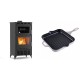 Set Kaminofen, Holzofen mit Backfach Velmora Fire ATS 90-30 ΜΑSΙΝΑ AERO, mit gebläse, 18.23kW + Emaillierte grillpfanne Gusseisen Solagio, Ivory, 28x28cm | Holzofen | Kaminofen |