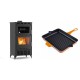 Set Kaminofen, Holzofen mit Backfach Velmora Fire ATS 90-30 ΜΑSΙΝΑ AERO, mit gebläse, 18.23kW + Emaillierte grillpfanne Gusseisen Solagio, Dijon, 26x32cm | Holzofen | Kaminofen |