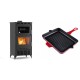 Set Kaminofen, Holzofen mit Backfach Velmora Fire ATS 90-30 ΜΑSΙΝΑ AERO, mit gebläse, 18.23kW + Emaillierte grillpfanne Gusseisen Solagio, Rubin, 26x32cm | Holzofen | Kaminofen |