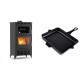 Set Kaminofen, Holzofen mit Backfach Velmora Fire ATS 90-30 ΜΑSΙΝΑ AERO, mit gebläse, 18.23kW + Emaillierte grillpfanne Gusseisen Solagio, Black Onyx, 26x32cm | Holzofen | Kaminofen |
