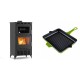Set Kaminofen, Holzofen mit Backfach Velmora Fire ATS 90-30 ΜΑSΙΝΑ AERO, mit gebläse, 18.23kW + Emaillierte grillpfanne Gusseisen Solagio, Bamboo, 26x32cm | Holzofen | Kaminofen |