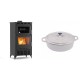 Set Kaminofen, Holzofen mit Backfach Velmora Fire ATS 90-30 ΜΑSΙΝΑ AERO, mit gebläse, 18.23kW + Gusseisen Topf Flach Solagio, Ivory, Ф28 | Holzofen | Kaminofen |