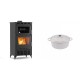 Set Kaminofen, Holzofen mit Backfach Velmora Fire ATS 90-30 ΜΑSΙΝΑ AERO, mit gebläse, 18.23kW + Gusseisen Topf Tiefer Solagio, Ivory, Ф12 | Holzofen | Kaminofen |