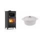 Set Kaminofen, Holzofen mit Backfach Velmora Fire ATS 90-30 ΜΑSΙΝΑ AERO, mit gebläse, 18.23kW + Gusseisen Topf Tiefer Solagio, Ivory, Ф24 | Holzofen | Kaminofen |