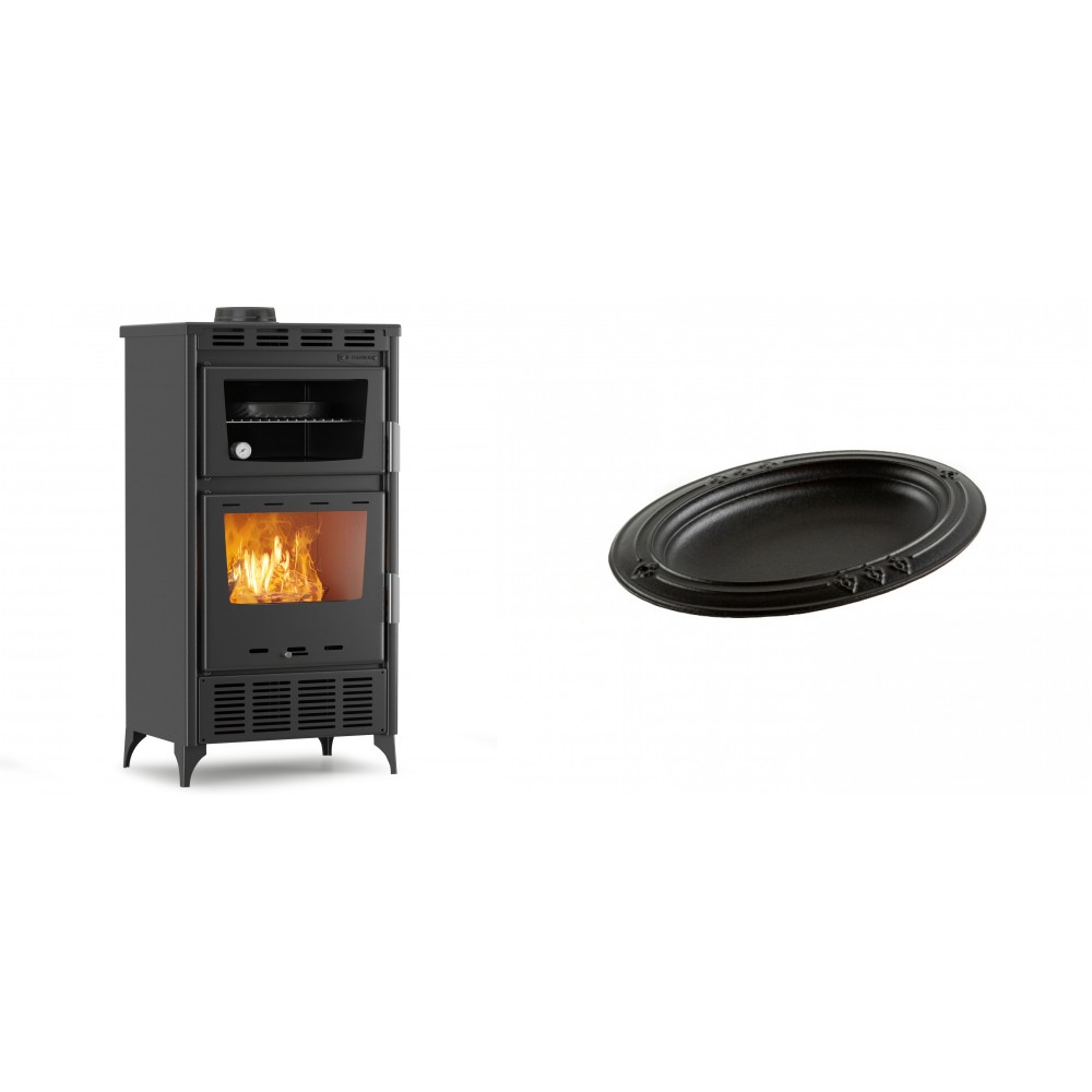 Set Kaminofen, Holzofen mit Backfach Velmora Fire ATS 90-30 ΜΑSΙΝΑ AERO, mit gebläse, 18.23kW + Gusseiserne auflaufform Solagio oval, 25x33cm | Holzofen | Kaminofen |
