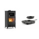 Set Kaminofen, Holzofen mit Backfach Velmora Fire ATS 90-30 ΜΑSΙΝΑ AERO, mit gebläse, 18.23kW + Gusseisen Topf Set aus 2 teilen Solagio, Black Onyx | Holzofen | Kaminofen |