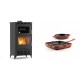 Set Kaminofen, Holzofen mit Backfach Velmora Fire ATS 90-30 ΜΑSΙΝΑ AERO, mit gebläse, 18.23kW + Gusseisen Topf Set aus 2 teilen Solagio, Rubin | Holzofen | Kaminofen |