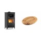 Set Kaminofen, Holzofen mit Backfach Velmora Fire ATS 90-30 ΜΑSΙΝΑ AERO, mit gebläse, 18.23kW + Holz untersetzer für ovale platte Solagio HSOISK2533, 25x33cm | Holzofen | Kaminofen |
