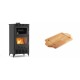 Set Kaminofen, Holzofen mit Backfach Velmora Fire ATS 90-30 ΜΑSΙΝΑ AERO, mit gebläse, 18.23kW + Holz untersetzer für mini-gusseisenplatte Solagio HSDDHP1522 | Holzofen | Kaminofen |