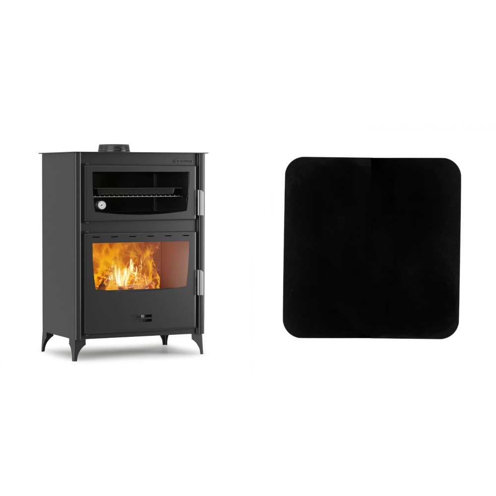 Set Kaminofen, Holzofen mit Backfach Velmora Fire ATS 90-50 ΜΑSΙΝΑ, 17.55kW + Funkenschutzplatte Stahl 2mm, Größe 98x98cm | Holzofen | Kaminofen |