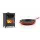 Set Kaminofen, Holzofen mit Backfach Velmora Fire ATS 90-50 ΜΑSΙΝΑ, 17.55kW + Emaillierte grillpfanne Gusseisen Solagio, Rubin, Ф28cm | Holzofen | Kaminofen |