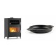 Set Kaminofen, Holzofen mit Backfach Velmora Fire ATS 90-50 ΜΑSΙΝΑ, 17.55kW + Emaillierte gusseisenpfanne mit zwei Griffen Solagio, Black Onyx, Ф22cm | Holzofen | Kaminofen |